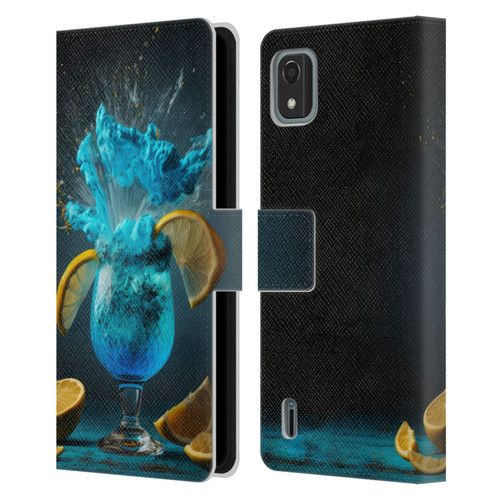 Spacescapes Cocktails Blue Lagoon Explosion Leather Book Wallet Case Cover For Nokia C2 2nd Edition