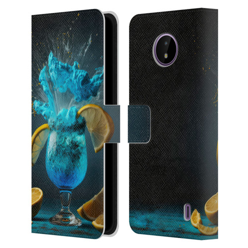 Spacescapes Cocktails Blue Lagoon Explosion Leather Book Wallet Case Cover For Nokia C10 / C20