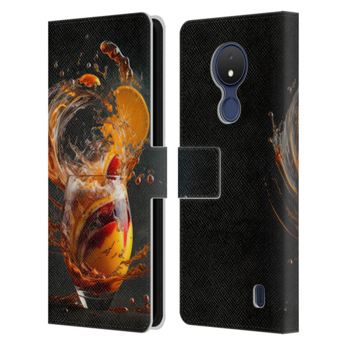 Spacescapes Cocktails Modern Twist, Hurricane Leather Book Wallet Case Cover For Nokia C21