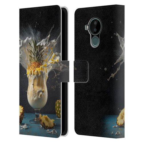 Spacescapes Cocktails Piña Colada Pop Leather Book Wallet Case Cover For Nokia C30