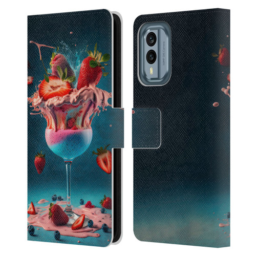 Spacescapes Cocktails Frozen Strawberry Daiquiri Leather Book Wallet Case Cover For Nokia X30