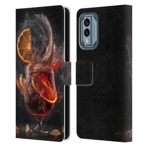 Spacescapes Cocktails Gin Explosion, Negroni Leather Book Wallet Case Cover For Nokia X30