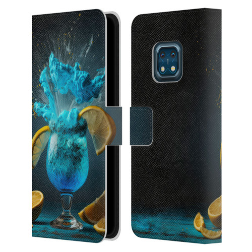 Spacescapes Cocktails Blue Lagoon Explosion Leather Book Wallet Case Cover For Nokia XR20