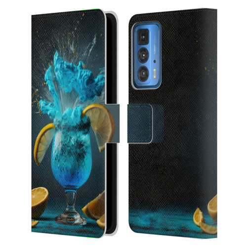 Spacescapes Cocktails Blue Lagoon Explosion Leather Book Wallet Case Cover For Motorola Edge (2022)