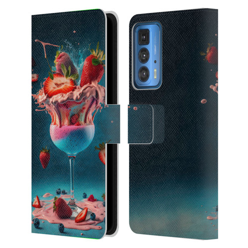 Spacescapes Cocktails Frozen Strawberry Daiquiri Leather Book Wallet Case Cover For Motorola Edge (2022)