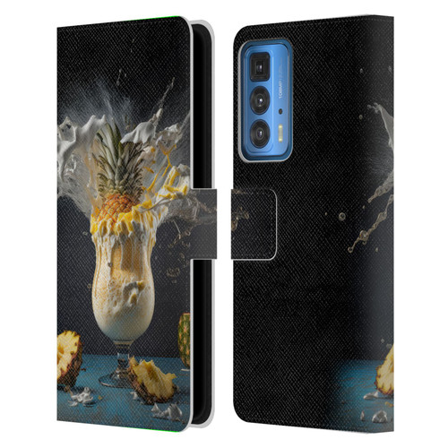 Spacescapes Cocktails Piña Colada Pop Leather Book Wallet Case Cover For Motorola Edge (2022)