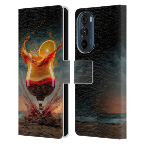 Spacescapes Cocktails Summer On The Beach Leather Book Wallet Case Cover For Motorola Edge 30