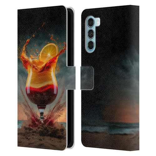 Spacescapes Cocktails Summer On The Beach Leather Book Wallet Case Cover For Motorola Edge S30 / Moto G200 5G