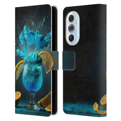 Spacescapes Cocktails Blue Lagoon Explosion Leather Book Wallet Case Cover For Motorola Edge X30