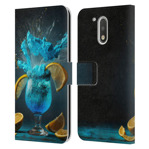 Spacescapes Cocktails Blue Lagoon Explosion Leather Book Wallet Case Cover For Motorola Moto G41