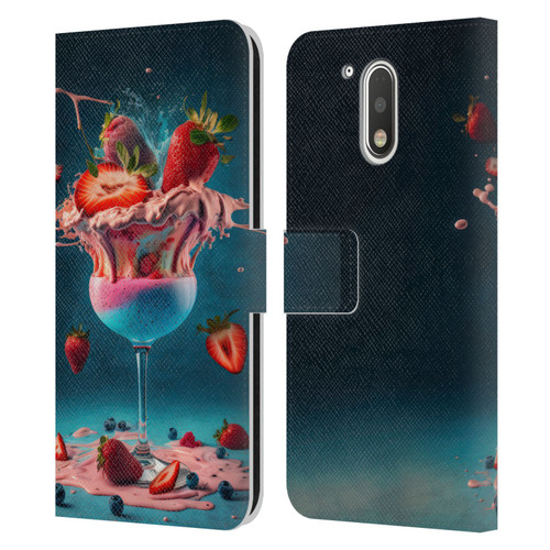 Spacescapes Cocktails Frozen Strawberry Daiquiri Leather Book Wallet Case Cover For Motorola Moto G41