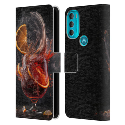 Spacescapes Cocktails Gin Explosion, Negroni Leather Book Wallet Case Cover For Motorola Moto G71 5G
