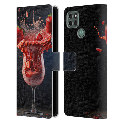 Spacescapes Cocktails Strawberry Infusion Daiquiri Leather Book Wallet Case Cover For Motorola Moto G9 Power