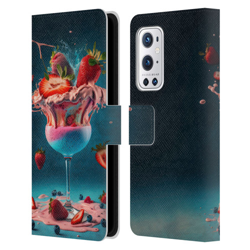 Spacescapes Cocktails Frozen Strawberry Daiquiri Leather Book Wallet Case Cover For OnePlus 9 Pro