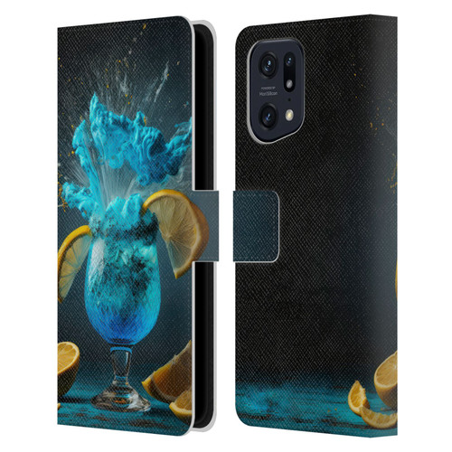 Spacescapes Cocktails Blue Lagoon Explosion Leather Book Wallet Case Cover For OPPO Find X5