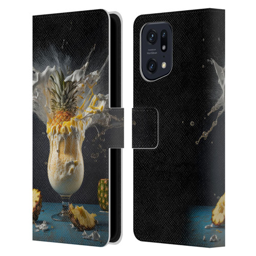 Spacescapes Cocktails Piña Colada Pop Leather Book Wallet Case Cover For OPPO Find X5