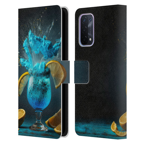 Spacescapes Cocktails Blue Lagoon Explosion Leather Book Wallet Case Cover For OPPO A54 5G