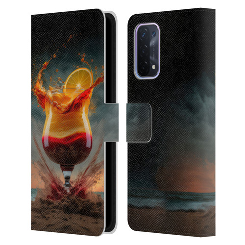 Spacescapes Cocktails Summer On The Beach Leather Book Wallet Case Cover For OPPO A54 5G