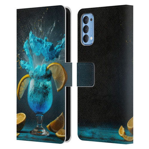 Spacescapes Cocktails Blue Lagoon Explosion Leather Book Wallet Case Cover For OPPO Reno 4 5G