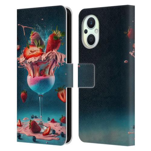 Spacescapes Cocktails Frozen Strawberry Daiquiri Leather Book Wallet Case Cover For OPPO Reno8 Lite