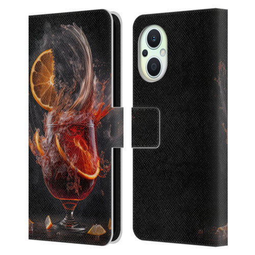 Spacescapes Cocktails Gin Explosion, Negroni Leather Book Wallet Case Cover For OPPO Reno8 Lite
