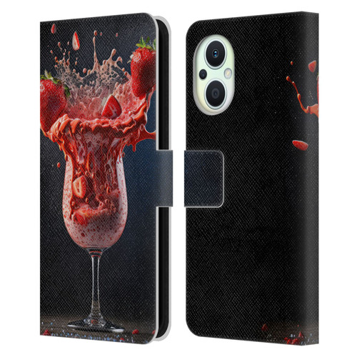 Spacescapes Cocktails Strawberry Infusion Daiquiri Leather Book Wallet Case Cover For OPPO Reno8 Lite