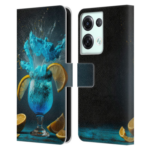 Spacescapes Cocktails Blue Lagoon Explosion Leather Book Wallet Case Cover For OPPO Reno8 Pro