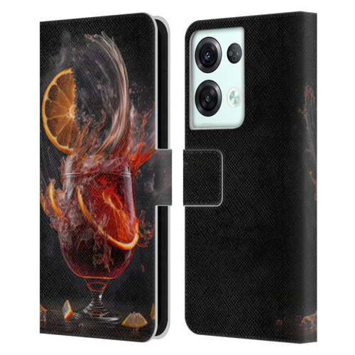Spacescapes Cocktails Gin Explosion, Negroni Leather Book Wallet Case Cover For OPPO Reno8 Pro