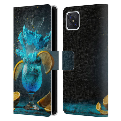 Spacescapes Cocktails Blue Lagoon Explosion Leather Book Wallet Case Cover For OPPO Reno4 Z 5G