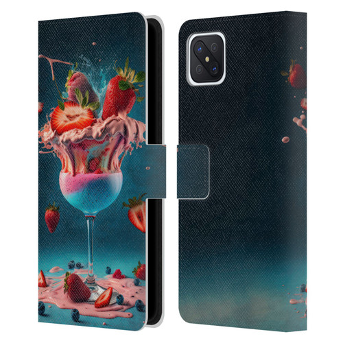 Spacescapes Cocktails Frozen Strawberry Daiquiri Leather Book Wallet Case Cover For OPPO Reno4 Z 5G