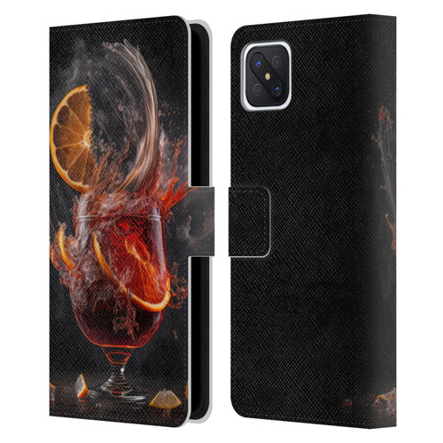 Spacescapes Cocktails Gin Explosion, Negroni Leather Book Wallet Case Cover For OPPO Reno4 Z 5G