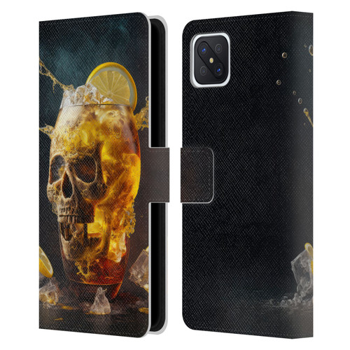 Spacescapes Cocktails Long Island Ice Tea Leather Book Wallet Case Cover For OPPO Reno4 Z 5G