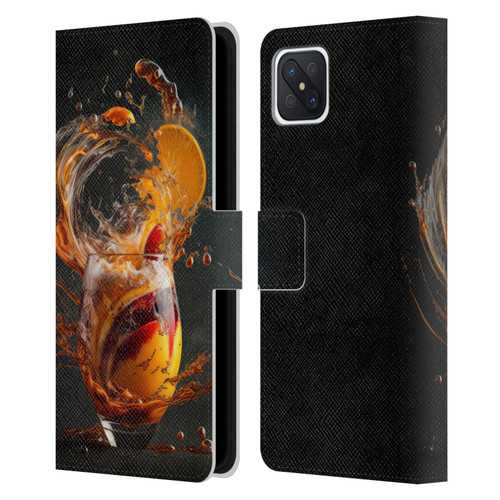 Spacescapes Cocktails Modern Twist, Hurricane Leather Book Wallet Case Cover For OPPO Reno4 Z 5G