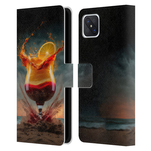 Spacescapes Cocktails Summer On The Beach Leather Book Wallet Case Cover For OPPO Reno4 Z 5G