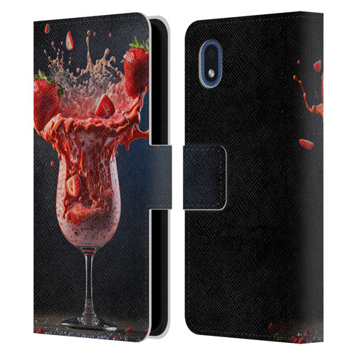 Spacescapes Cocktails Strawberry Infusion Daiquiri Leather Book Wallet Case Cover For Samsung Galaxy A01 Core (2020)