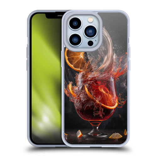 Spacescapes Cocktails Gin Explosion, Negroni Soft Gel Case for Apple iPhone 13 Pro