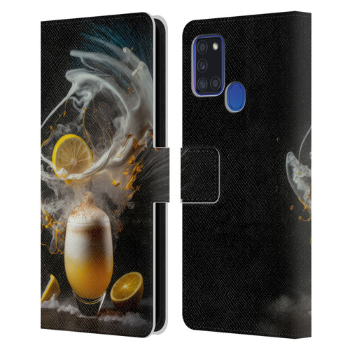 Spacescapes Cocktails Explosive Elixir, Whisky Sour Leather Book Wallet Case Cover For Samsung Galaxy A21s (2020)