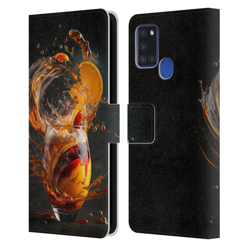 Spacescapes Cocktails Modern Twist, Hurricane Leather Book Wallet Case Cover For Samsung Galaxy A21s (2020)