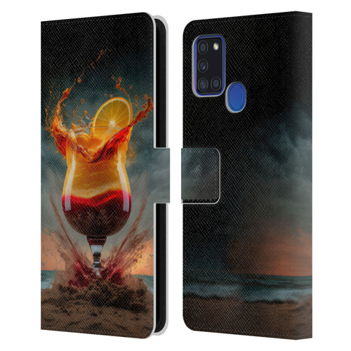 Spacescapes Cocktails Summer On The Beach Leather Book Wallet Case Cover For Samsung Galaxy A21s (2020)