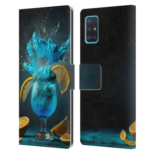 Spacescapes Cocktails Blue Lagoon Explosion Leather Book Wallet Case Cover For Samsung Galaxy A51 (2019)