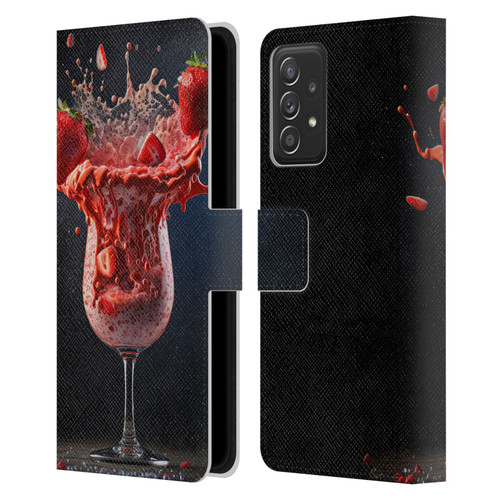 Spacescapes Cocktails Strawberry Infusion Daiquiri Leather Book Wallet Case Cover For Samsung Galaxy A52 / A52s / 5G (2021)