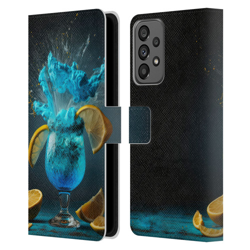 Spacescapes Cocktails Blue Lagoon Explosion Leather Book Wallet Case Cover For Samsung Galaxy A73 5G (2022)