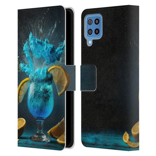 Spacescapes Cocktails Blue Lagoon Explosion Leather Book Wallet Case Cover For Samsung Galaxy F22 (2021)