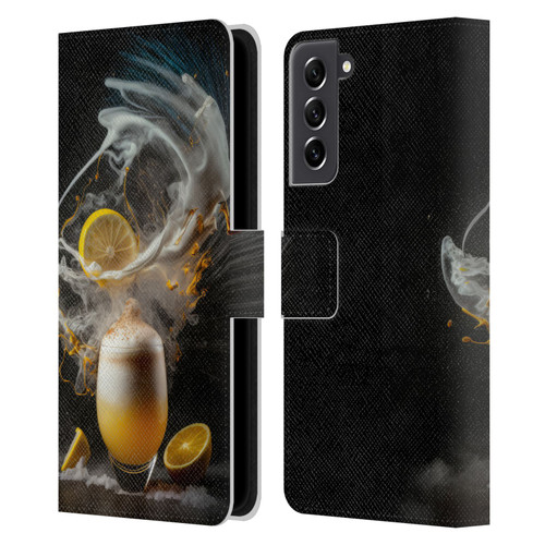 Spacescapes Cocktails Explosive Elixir, Whisky Sour Leather Book Wallet Case Cover For Samsung Galaxy S21 FE 5G