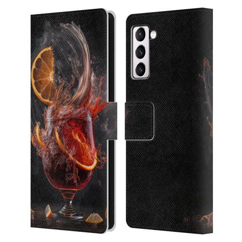 Spacescapes Cocktails Gin Explosion, Negroni Leather Book Wallet Case Cover For Samsung Galaxy S21+ 5G