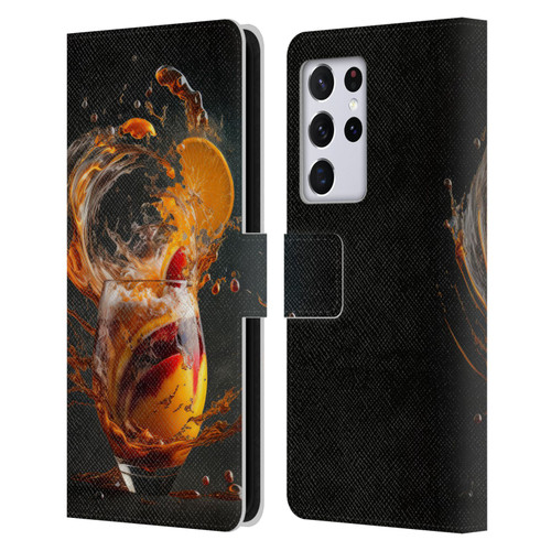 Spacescapes Cocktails Modern Twist, Hurricane Leather Book Wallet Case Cover For Samsung Galaxy S21 Ultra 5G