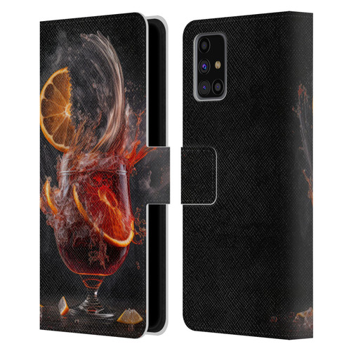 Spacescapes Cocktails Gin Explosion, Negroni Leather Book Wallet Case Cover For Samsung Galaxy M31s (2020)