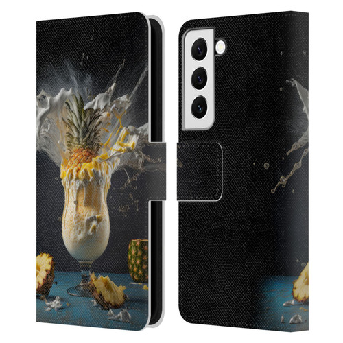 Spacescapes Cocktails Piña Colada Pop Leather Book Wallet Case Cover For Samsung Galaxy S22 5G