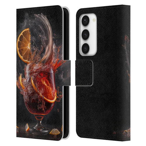 Spacescapes Cocktails Gin Explosion, Negroni Leather Book Wallet Case Cover For Samsung Galaxy S23 5G