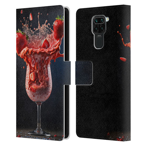 Spacescapes Cocktails Strawberry Infusion Daiquiri Leather Book Wallet Case Cover For Xiaomi Redmi Note 9 / Redmi 10X 4G